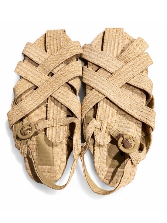 FARM Rio Shoes - Farm Rio Raffia Woven Slingback Sandals